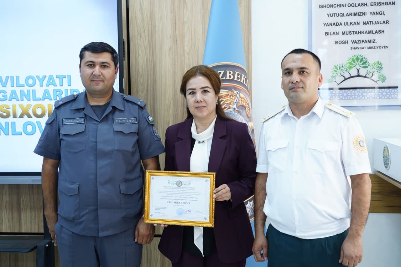 Surxondaryo viloyati Ichki ishlar organlarida faoliyat yuritayotgan psixolog mutaxassisiga ega boʻlgan xodimlar oʻrtasida “Eng yaxshi psixolog” tanlovi oʻtkazildi