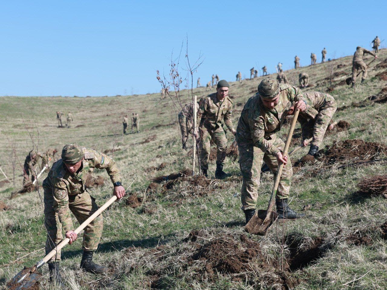 Harbiy xizmatchilar “Yashil makon” umummilliy loyihasida faol ishtirok etmoqda