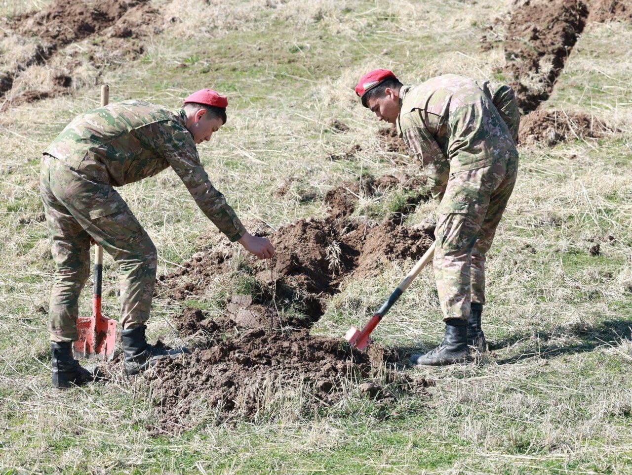 Harbiy xizmatchilar “Yashil makon” umummilliy loyihasida faol ishtirok etmoqda