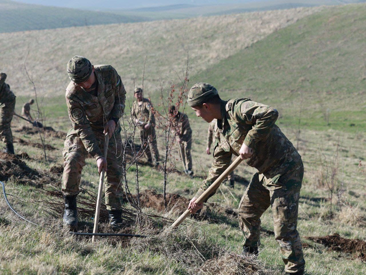 Harbiy xizmatchilar “Yashil makon” umummilliy loyihasida faol ishtirok etmoqda