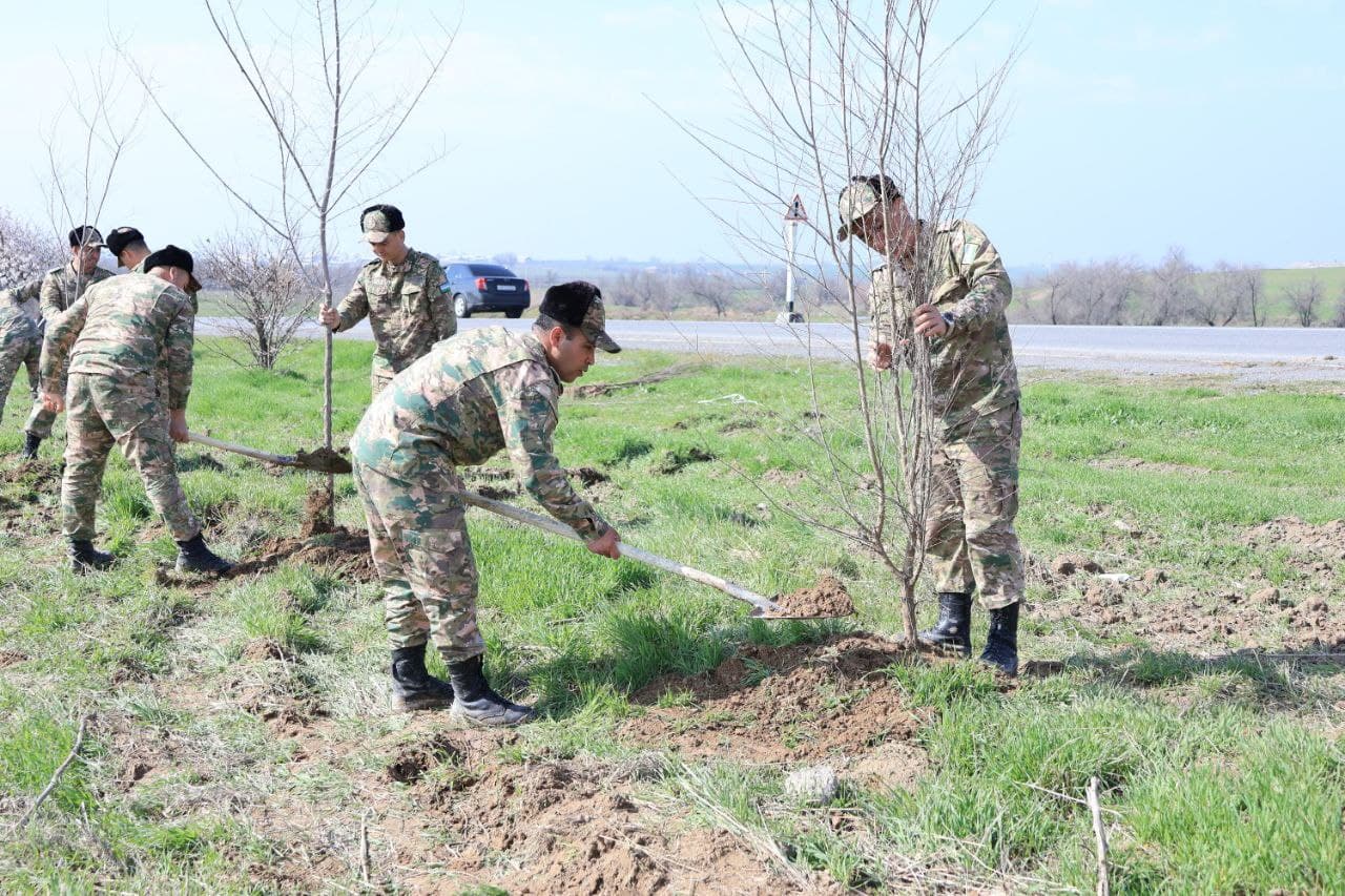 Военнослужащие активно участвуют в общенациональном проекте «Яшил макон»