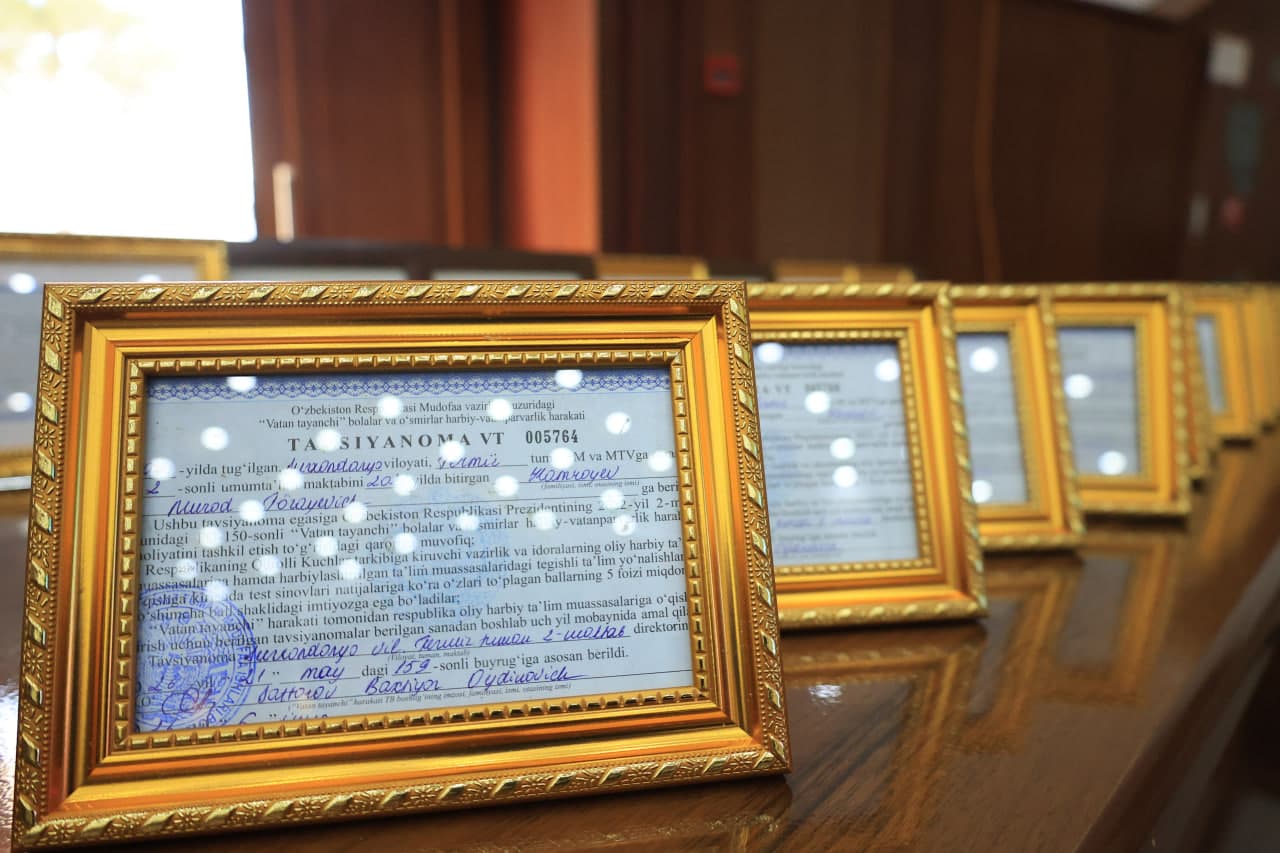Vatan tayanchi otryadining faol aʼzolariga imtiyozli tavsiyanomalar topshirildi