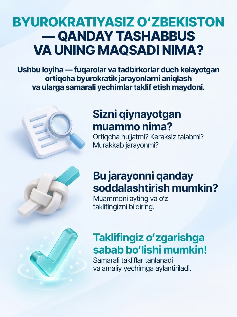 Byurokratiyaga qarshi kurashda sizning ovozingiz muhim!