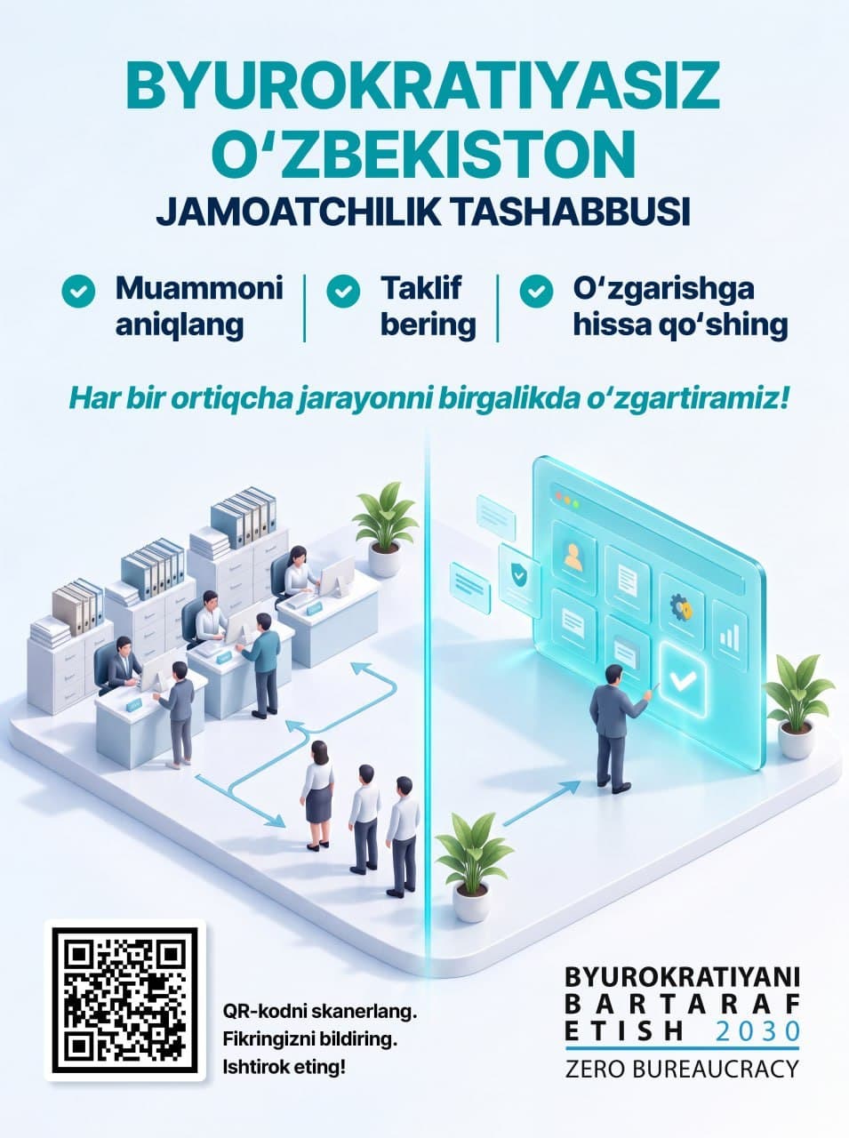 Byurokratiyaga qarshi kurashda sizning ovozingiz muhim!