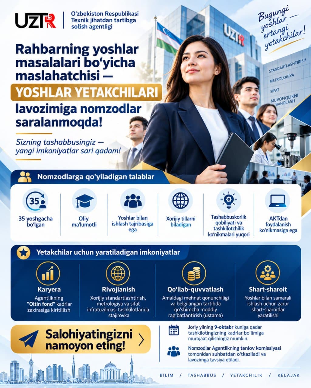YETAKCHILIK — IMKONIYAT. TASHABBUS — KELAJAK!
