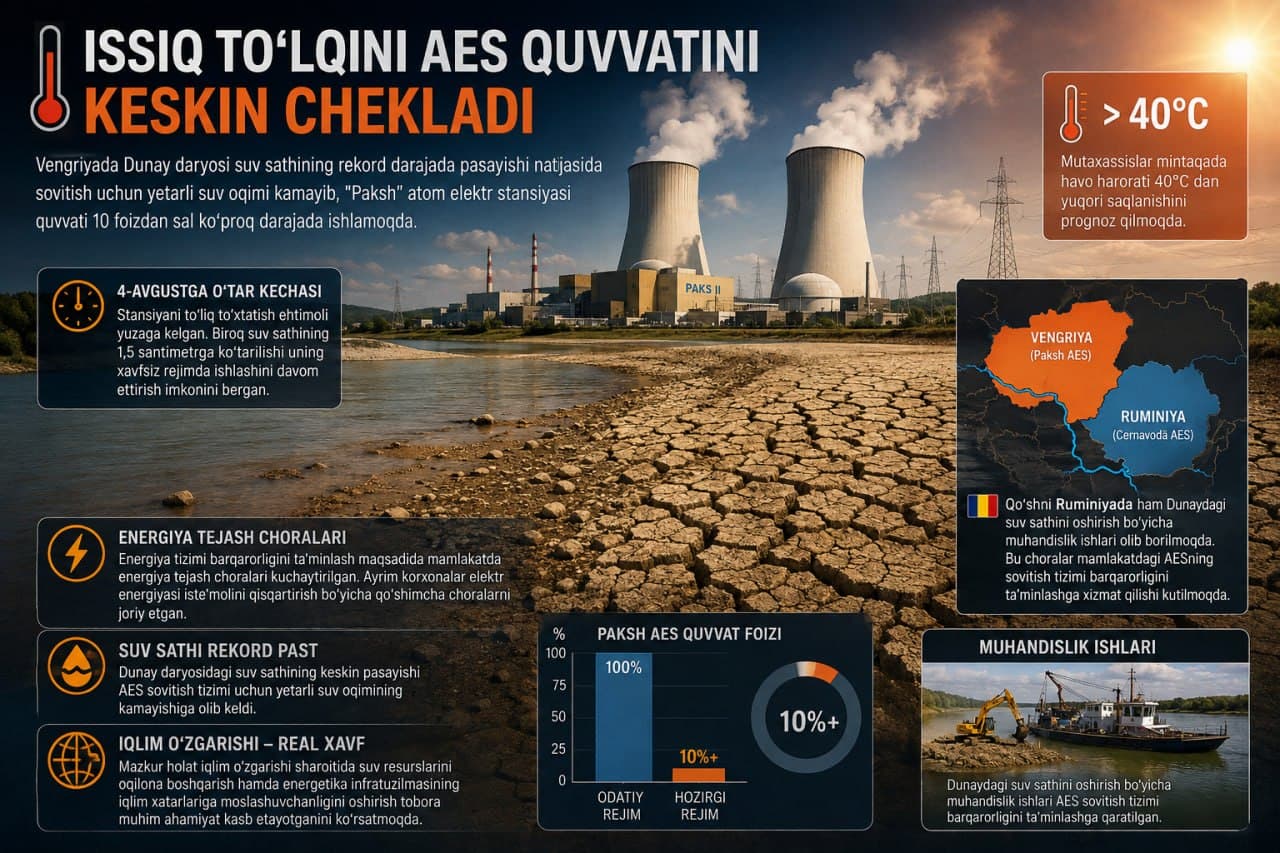 🌡 Issiq to‘lqini AES quvvatini keskin chekladi