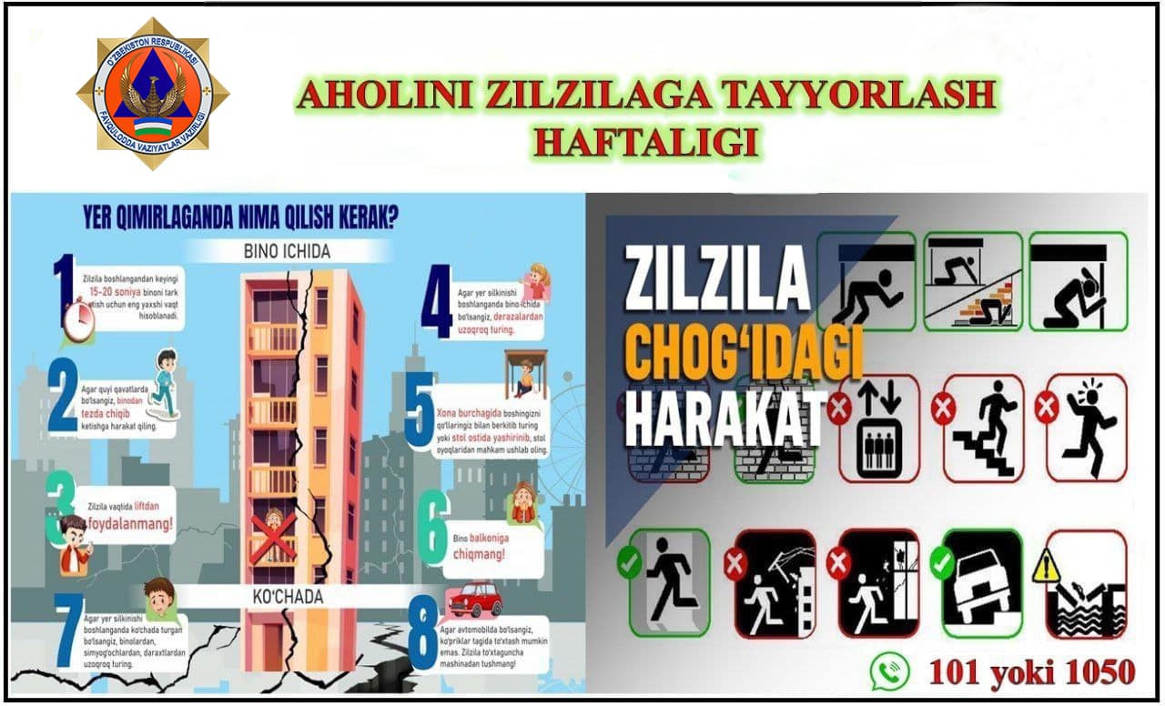 “Aholini zilzilaga tayyorlash haftaligi” doirasida amalga oshirilgan ishlar