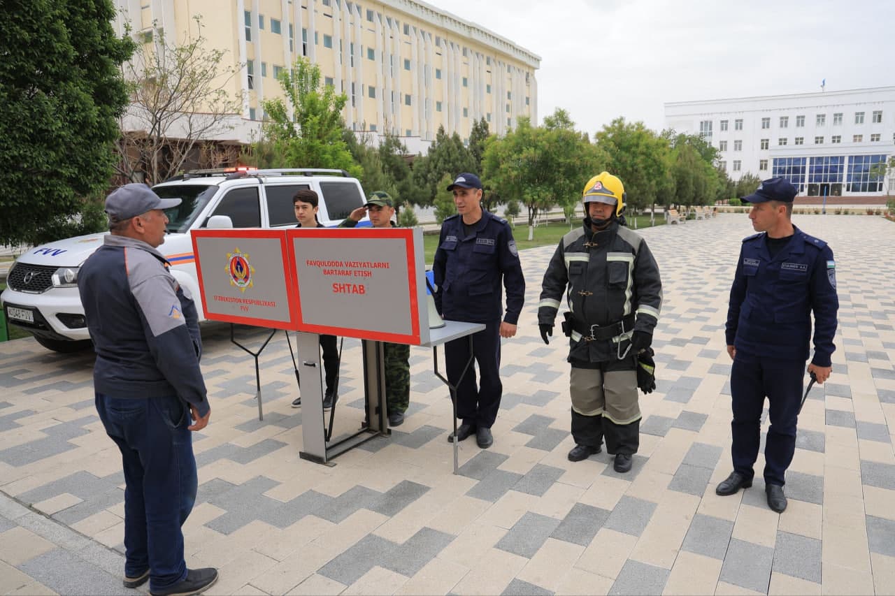 Buxoro viloyati FVB tomonidan Favqulodda vaziyatlar davlat quyi tizimiga kiruvchi korxona va tashkilotlar bilan hamkorlikda Buxoro davlat texnika universitetida maxsus-taktik o‘quv mashqi o‘tkazildi