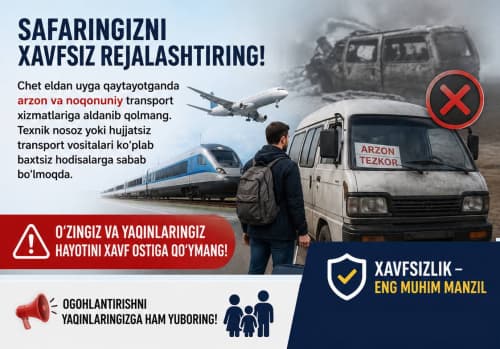 Chet elga ketishda ham, Vatanga qaytishda ham xavfsizlikni unutmang!