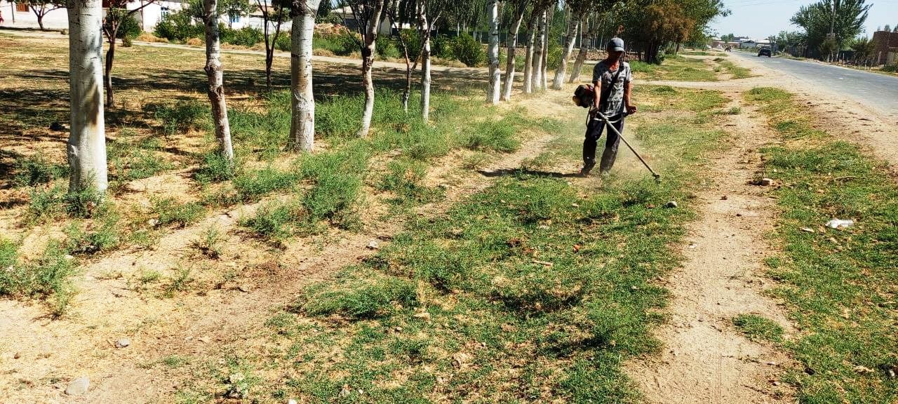 Paxtakor tumanida Mustaqillik bayrami oldidan obodonlashtirish ishlari jadallik bilan olib borilmoqda