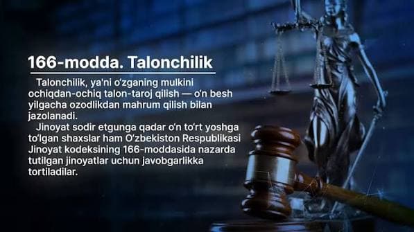 Talonchilik jinoyati tushunchasi, salbiy oqibatlari va jazo choralari