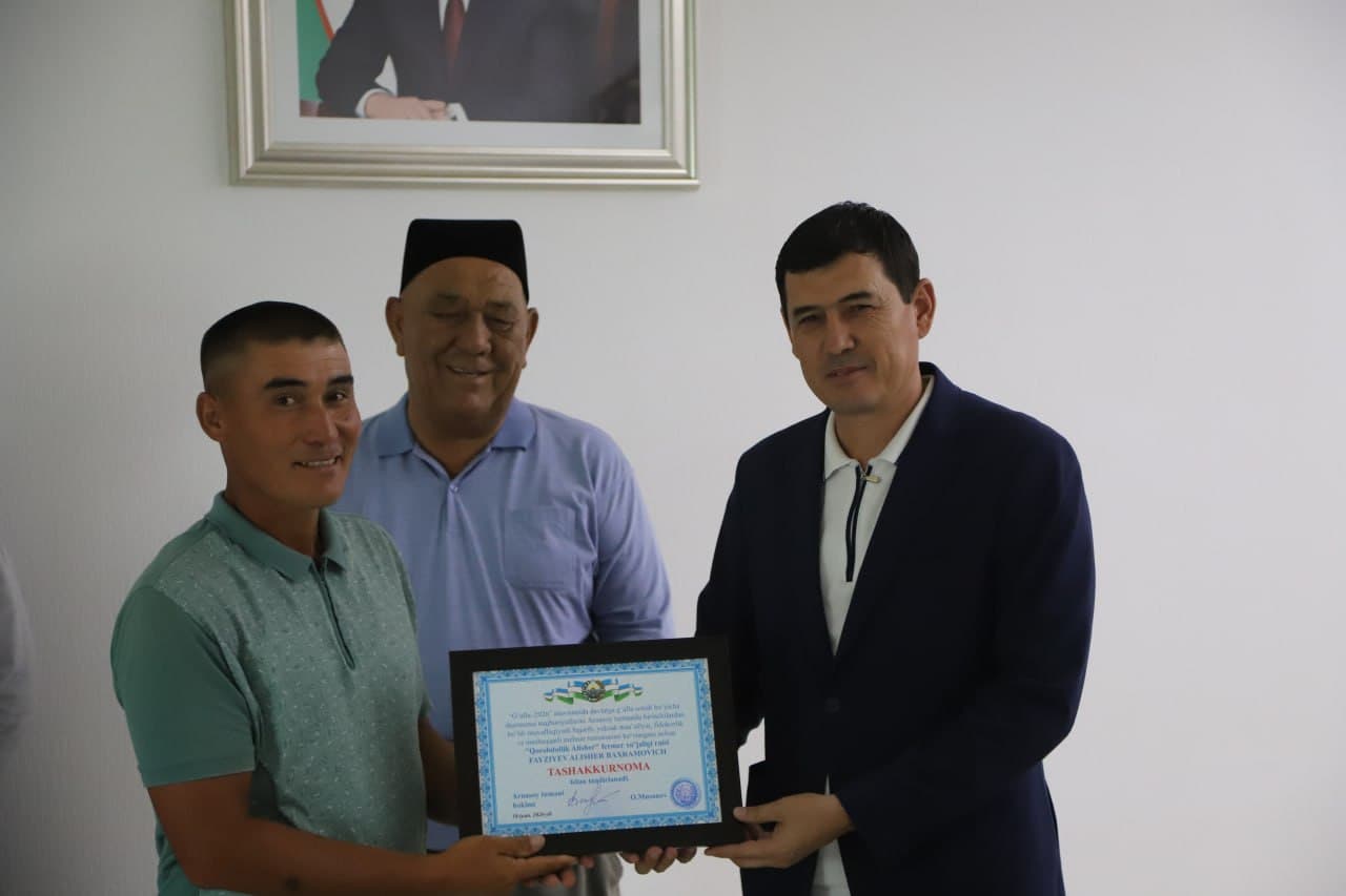 MEHNAT E’TIBORDA: ILK BO‘LIB SHARTNOMANI BAJARGAN FERMERLAR RAG‘BATLANTIRILDI