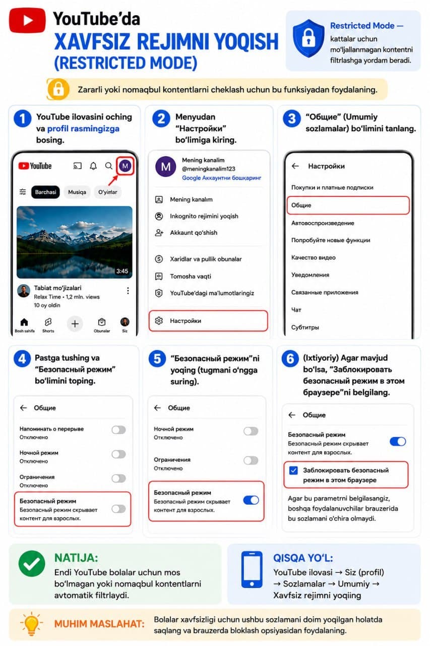 Bolalar uchun xavfsiz raqamli muhitni ta’minlashda platforma sozlamalaridan qanday foydalanishni bilasizmi?