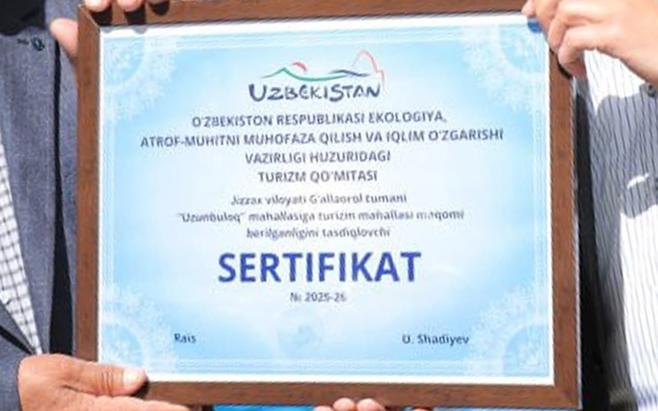 Jizzax viloyatida yangi “Turizm mahallasi” Uzinbuloq mahallasida tashkil etildi