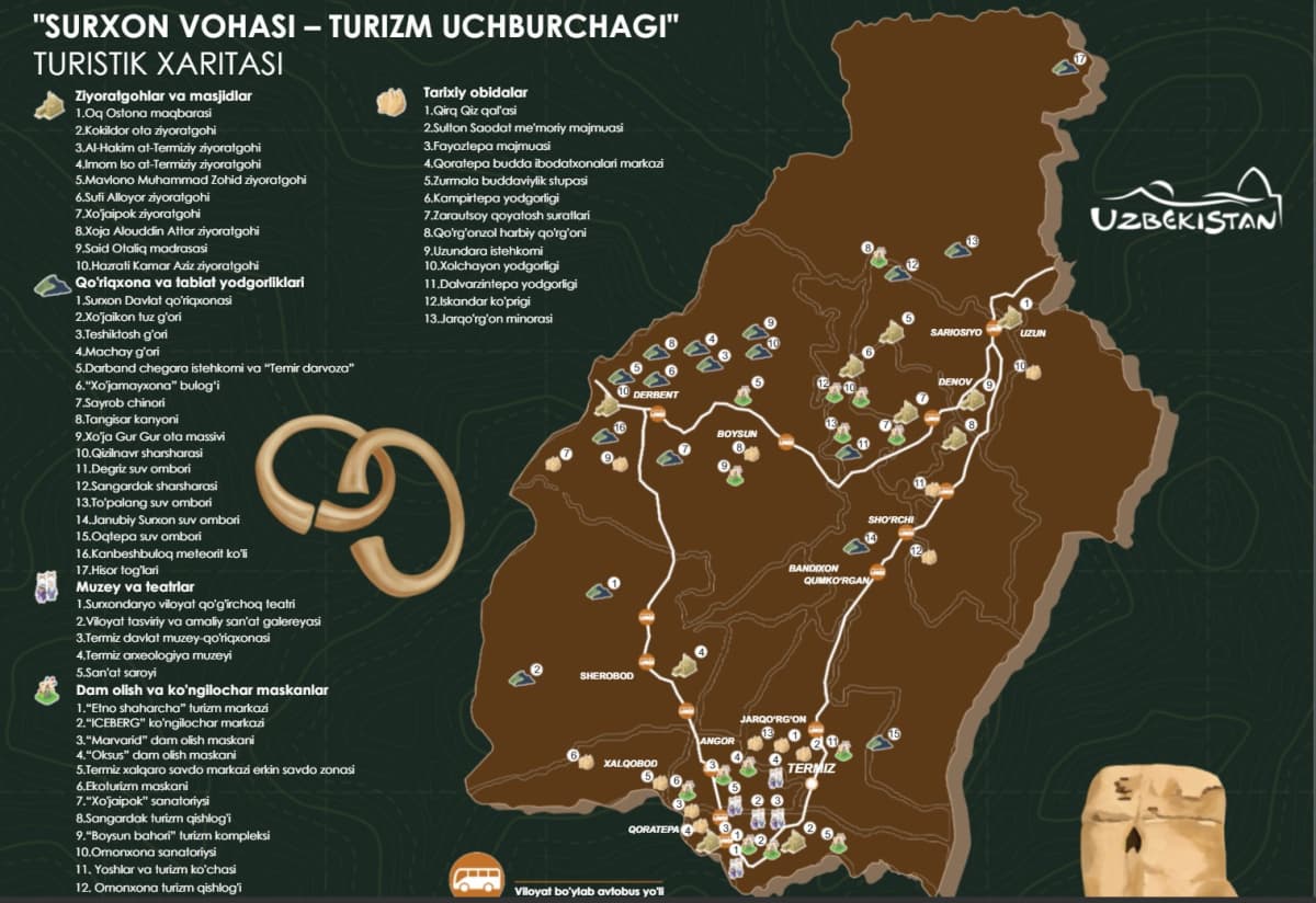 “Surxon vohasi-turizm uchburchagi” turistik xaritasi