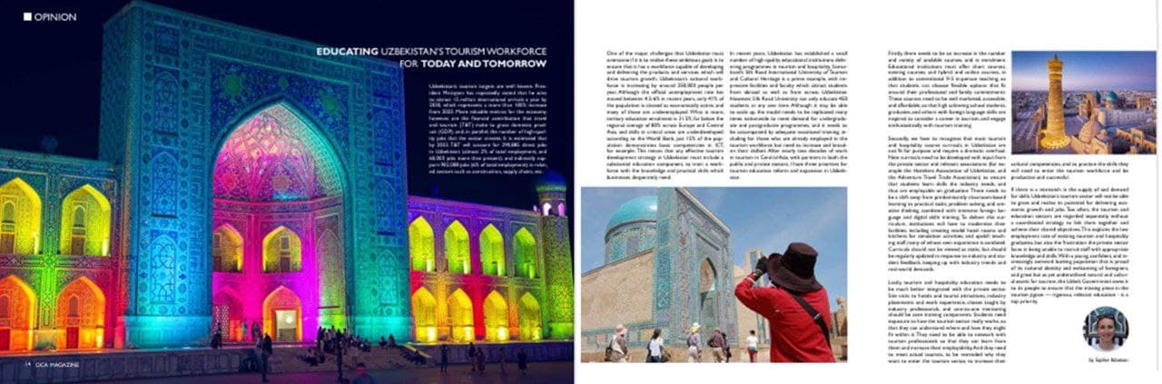 British magazine on the growth of tourism workforce training in Uzbekistan