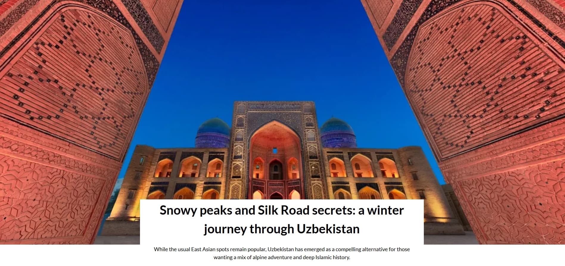 Возможности зимнего туризма Узбекистана в фокусе внимания СМИ Пакистана