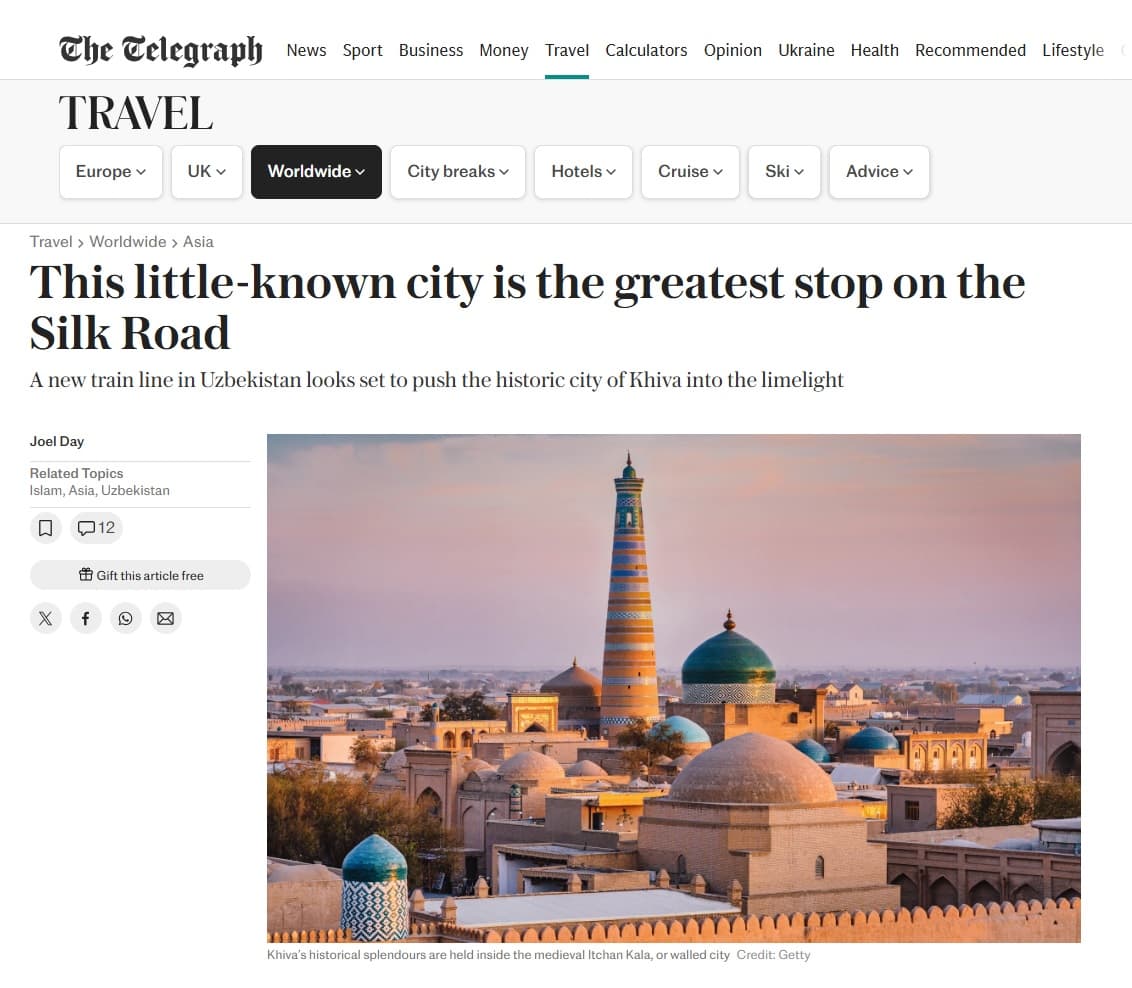 Britaniyaning “The Telegraph” gazetasi Xiva haqida maqola e’lon qildi