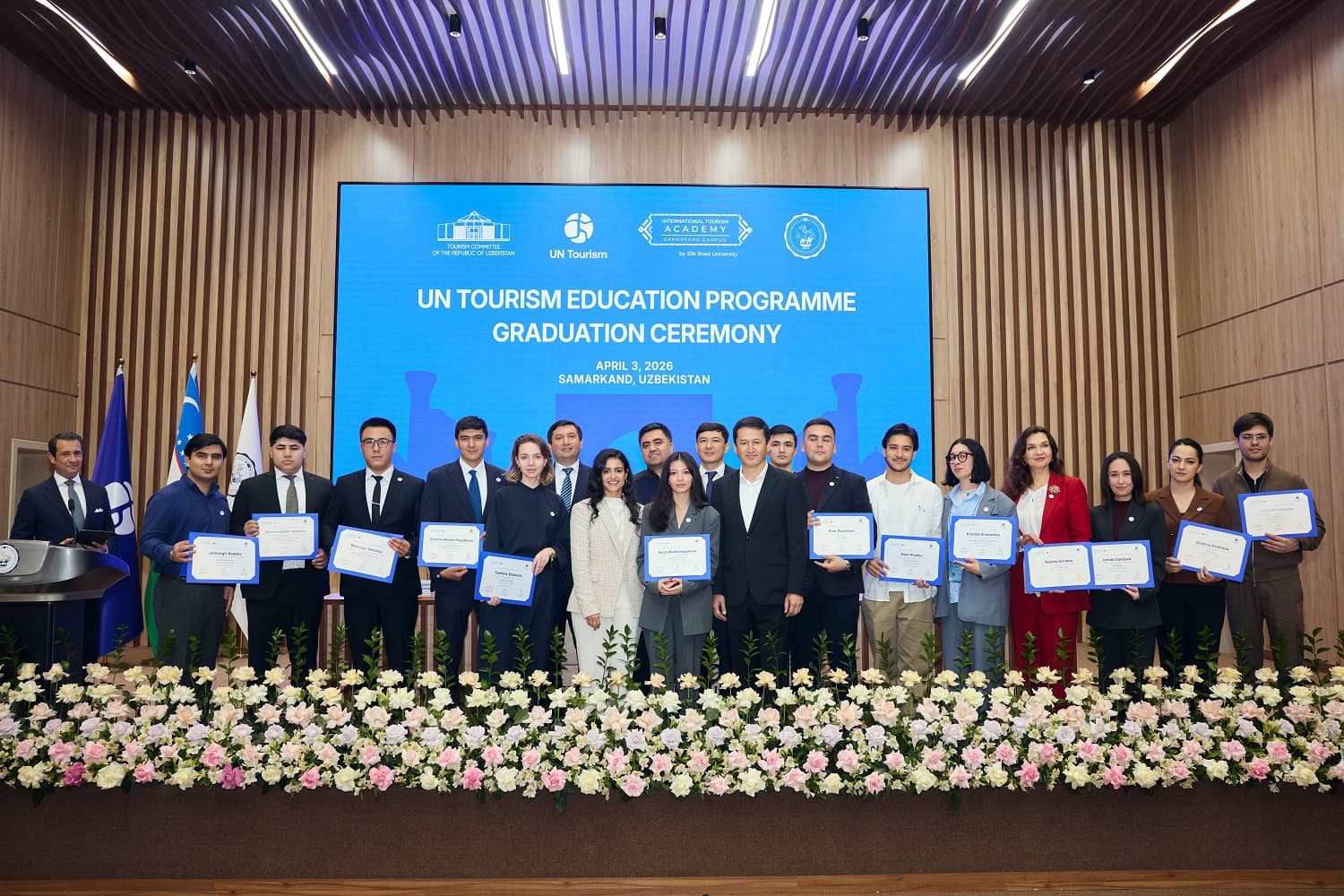 Samarqandda BMT Turizm “Ipak yo‘lida turizm” tematik ofisi ochildi va turizm oliygohi bitiruvchilariga sertifikatlar topshirildi