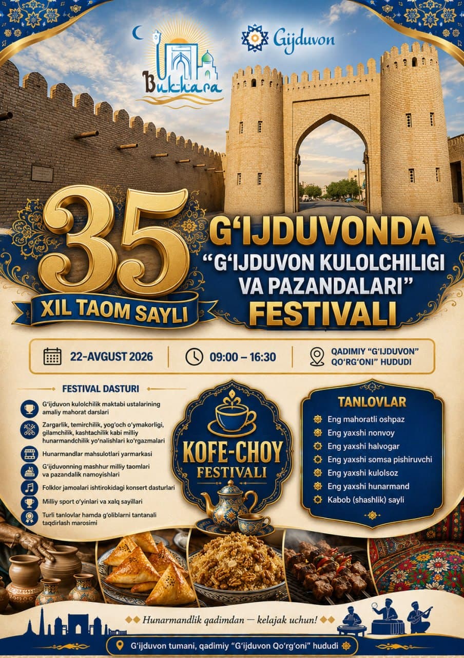 G‘ijduvonda “G‘ijduvon kulolchiligi va pazandalari” festivali bo‘lib o‘tadi