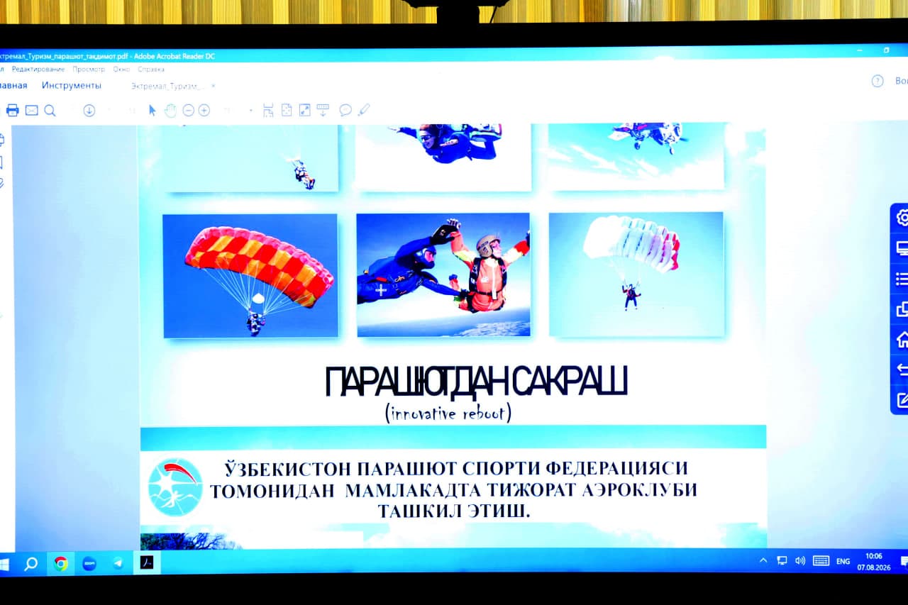 В Комитете по туризму обсудили перспективы сотрудничества с Федерацией парашютного спорта Узбекистана