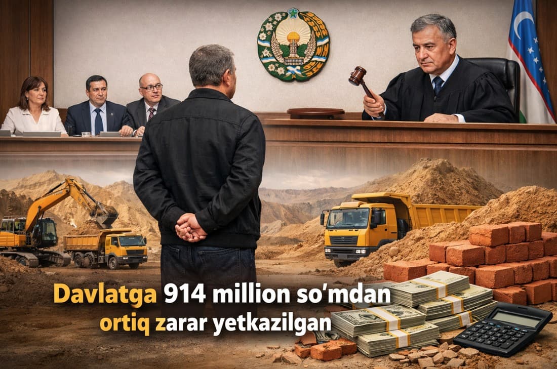 Yer qa’ridan noqonuniy foydalangan shaxsga nisbatan sud hukmi o‘qildi: davlatga 914 million so‘mdan ortiq zarar yetkazilgan