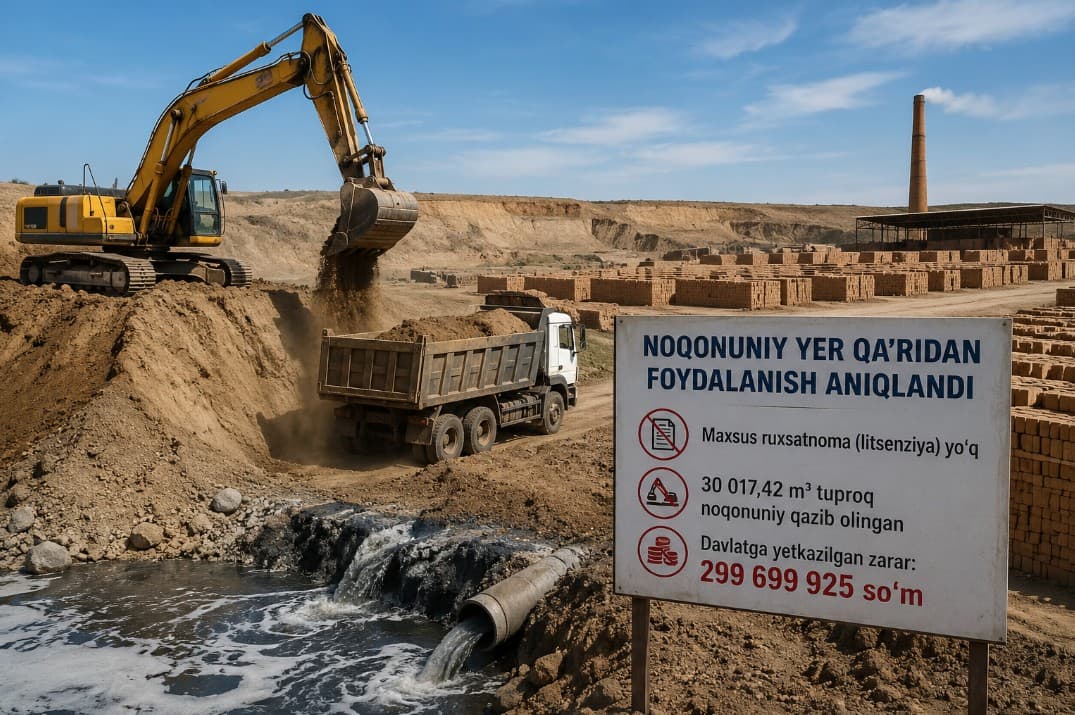 Ohangaronda noqonuniy yer qa’ridan foydalanish holati aniqlandi: davlatga 299 million so‘mdan ortiq zarar yetkazilgan