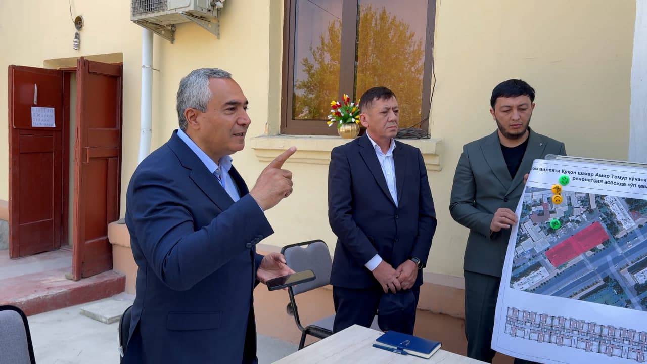 Хоким города Коканд встретился с жителями многоквартирных домов на улице Амир Темур, которые вошли в программу реновации