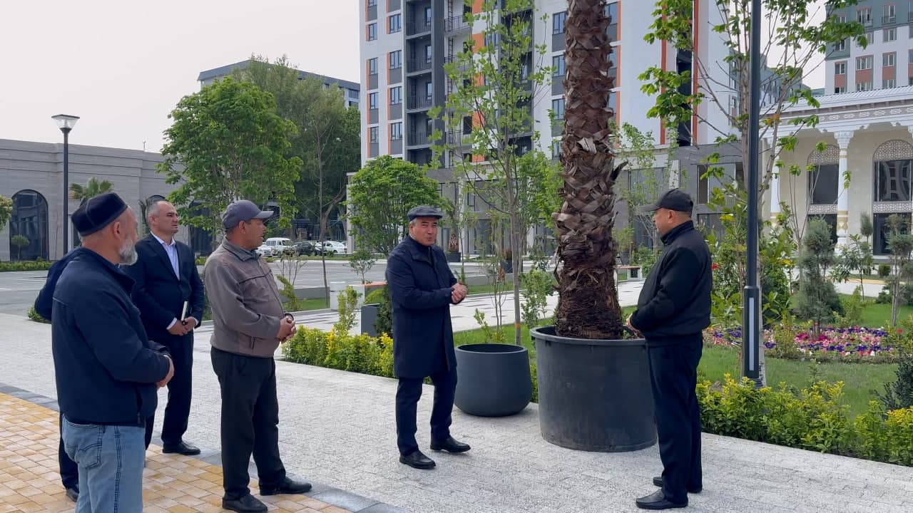 In Kokand’s “New Uzbekistan” residential area, landscaping and greening works are underway.
