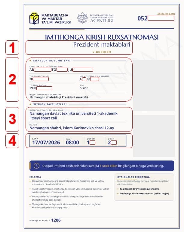 Prezident maktablariga kirish imtihonlarining 1-bosqichidan muvaffaqiyatli o‘tgan talabgorlar uchun muhim xabar!