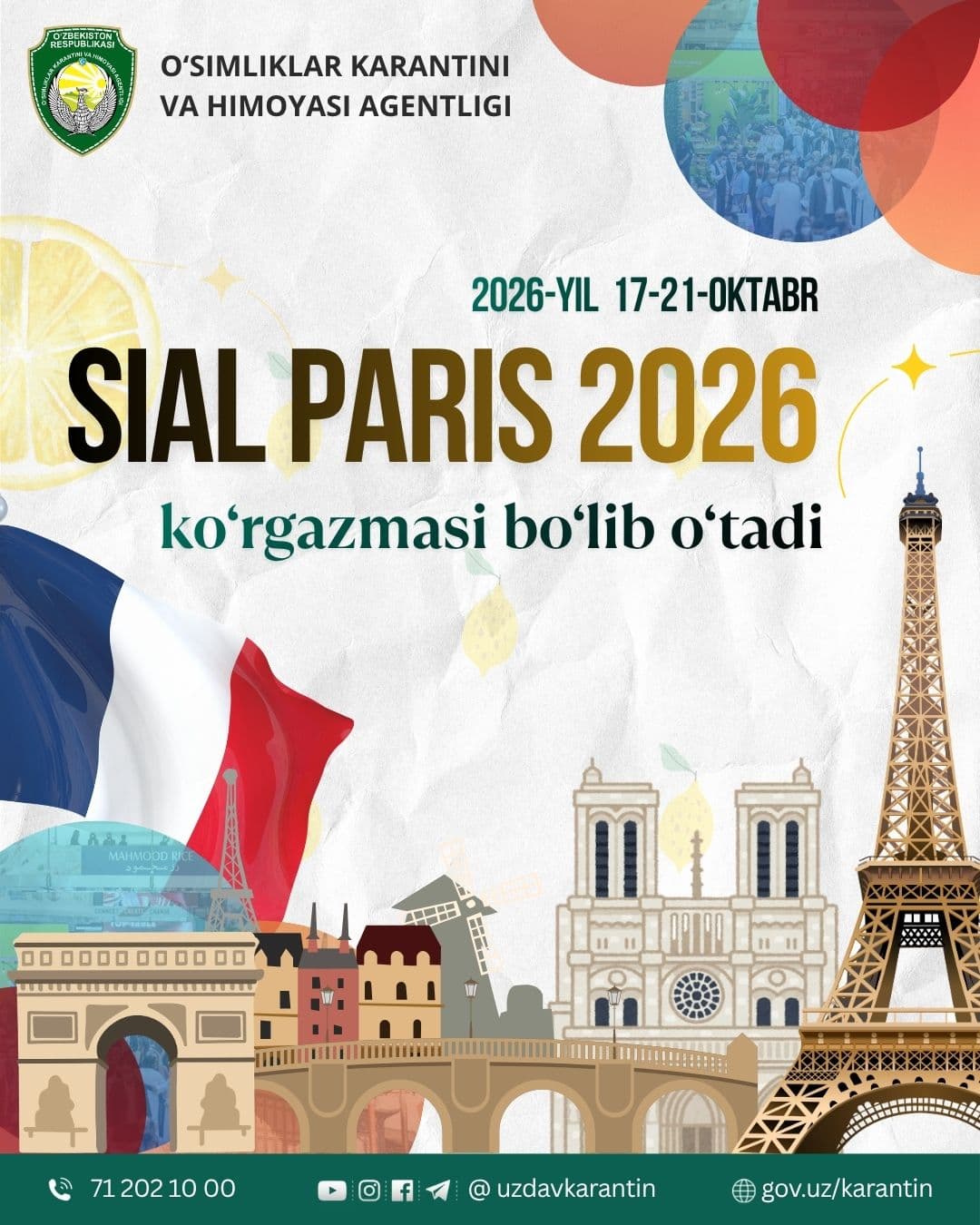 “SIAL Paris 2026” xalqaro ko‘rgazmasida ishtirok eting