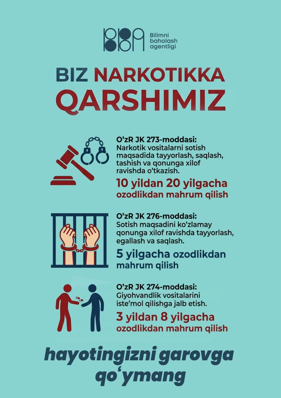 BIZ GIYOHVANDLIKKA QARSHIMIZ