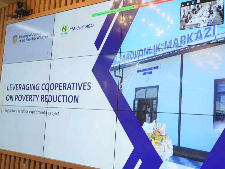 Министерство юстиции совместно с ННО «Мадад» запустило новый проект, направленный на сокращение бедности через создание кооперативов в рамках «Регулятивной песочницы».