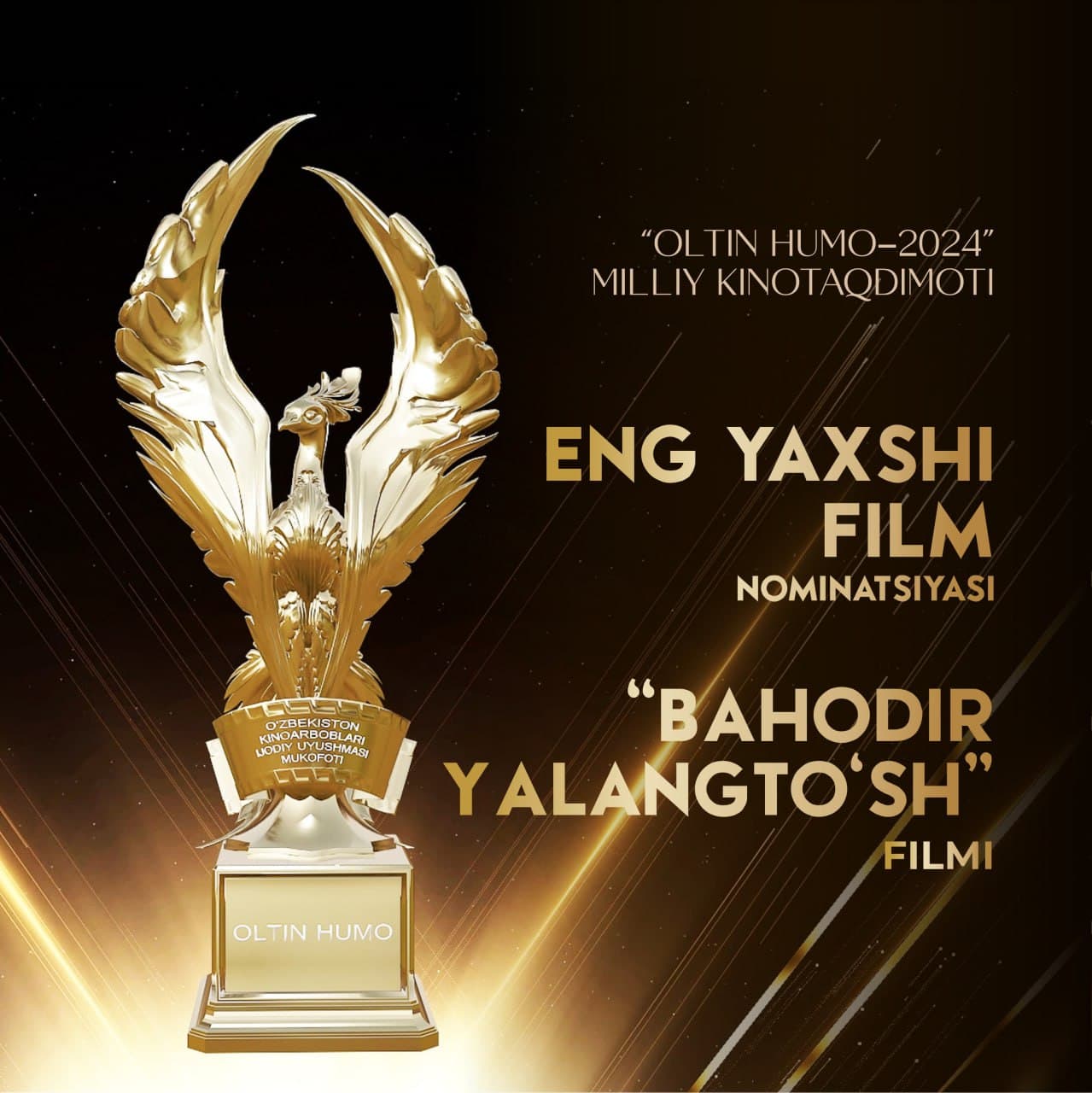 "Oltin humo - 2024" milliy kinotaqdimotida Bahodir Yalangto‘sh filmi "Eng yaxshi film" nominatsiyasiga ega bo‘ldi