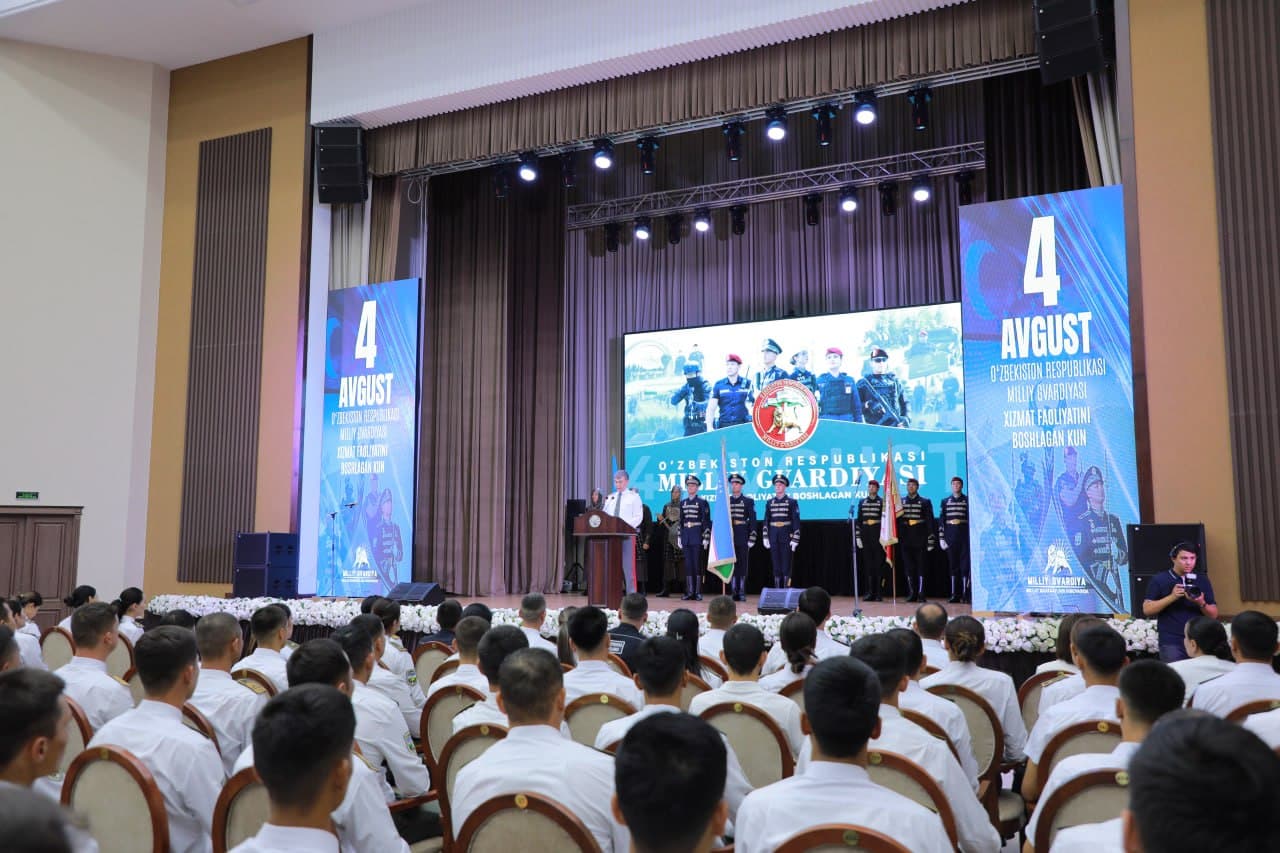 4-avgust — O‘zbekiston Respublikasi Milliy gvardiyasi tashkil etilgan kun munosabati bilan tantanali tadbir o‘tkazildi