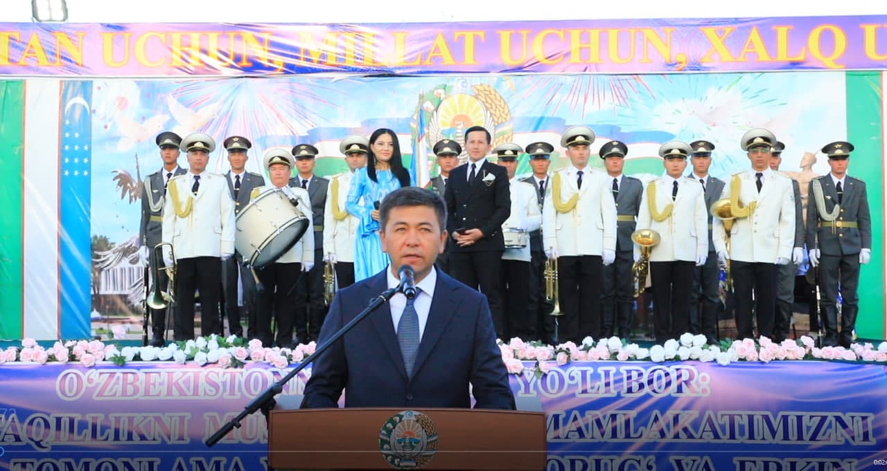 Kattaqo‘rg‘on tuman hokimi Jamshid Nasriddinovning O‘zbekiston Respublikasi Davlat mustaqilligining 34 yillik bayrami munosabati bilan tuman aholisiga yo‘llagan tabrigi