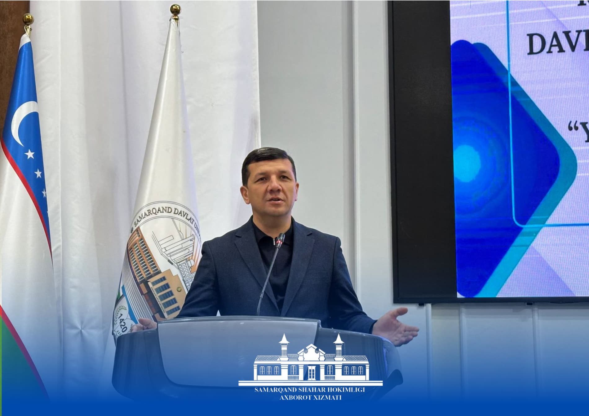 Shahar hokimi Fazliddin Umarovning Samarqand davlat universiteti bitiruvchi yoshlari bilan uchrashuvi bo‘lib o‘tmoqda.
