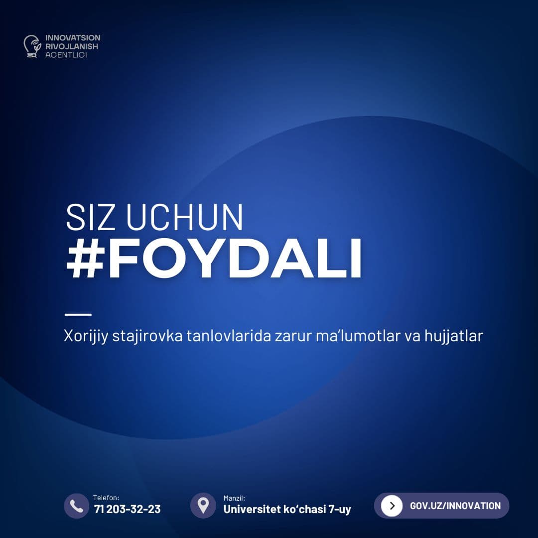 Xorijiy stajirovka tanlovlarida zarur ma’lumotlar va hujjatlar