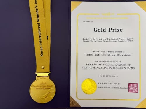 O‘zbekistonlik yana bir yosh tadqiqotchining innovatsion ishlanmasi KIWIE-2026 xalqaro tanlovida oltin medalni qo‘lga kiritdi