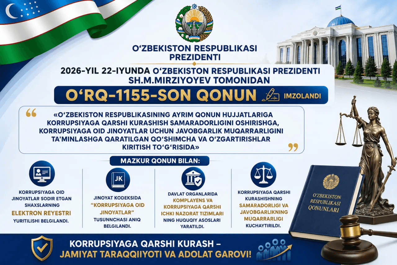 Коррупцияга оид жиноятлар учун жазо кучайтирилди