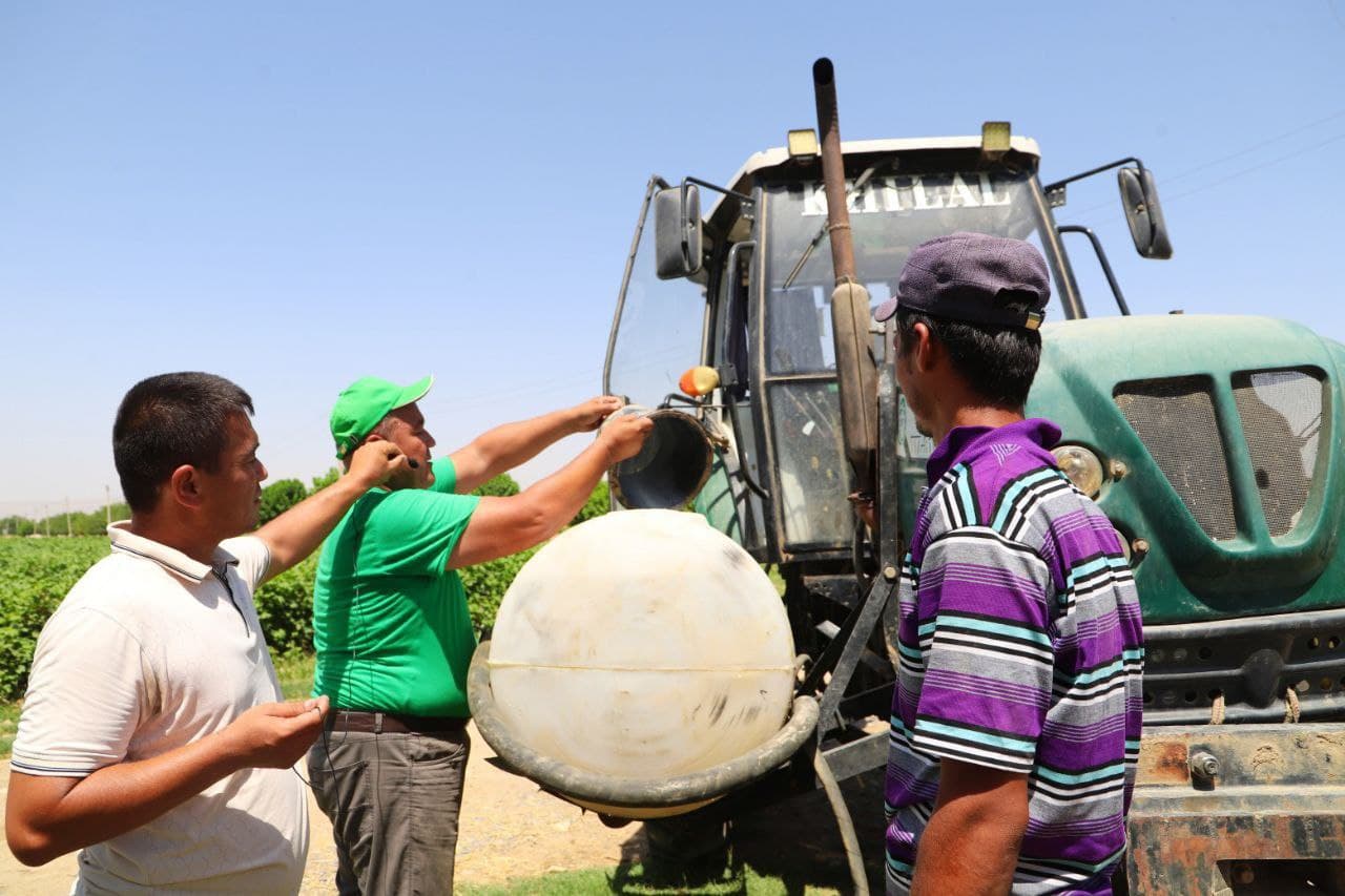Bandixon tumanida go'zaga ishlov berishda defoliatsiya ishlari boshlab yuborildi