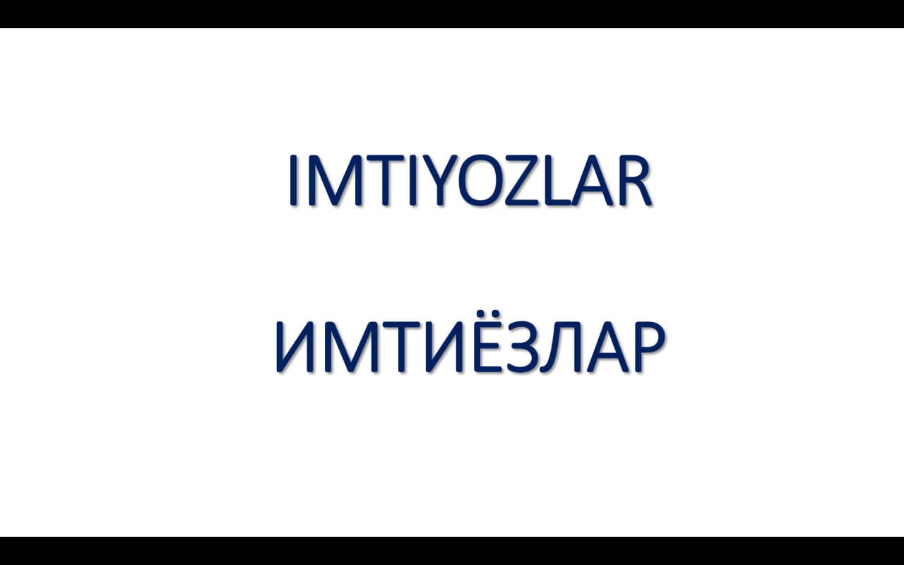 O‘zbekiston Respublikasi Prezidentining 2022-yil 21-sentabrdagi “Xotin-qizlar bandligini oshirish va salomatligini mustahkamlashga oid qo‘shimcha chora-tadbirlar to‘g‘risida” PQ-376-son qarori asosan imtiyozlar