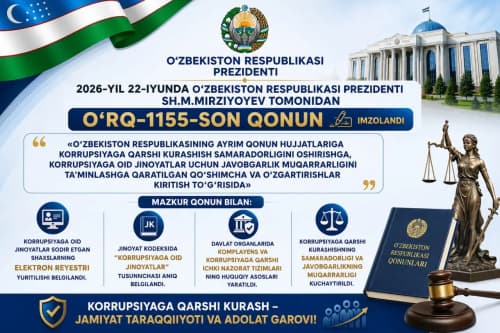 Коррупцияга оид жиноятлар учун жазо кучайтирилди
