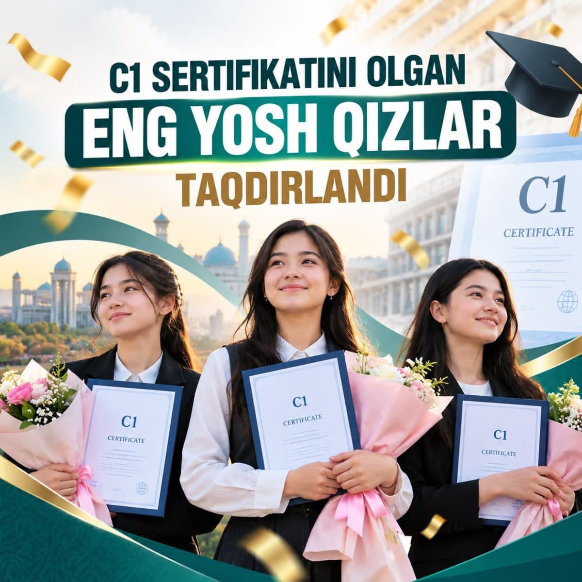 C1 sertifikatini olgan eng yosh qizlar taqdirlandi