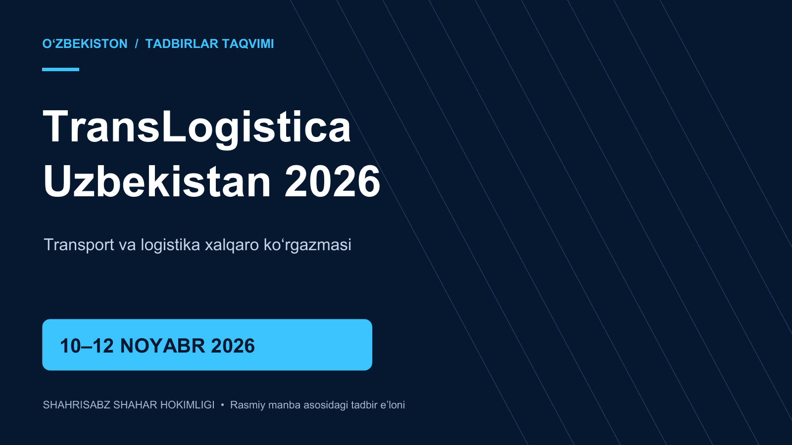 TransLogistica Uzbekistan 2026 — 10–12 November