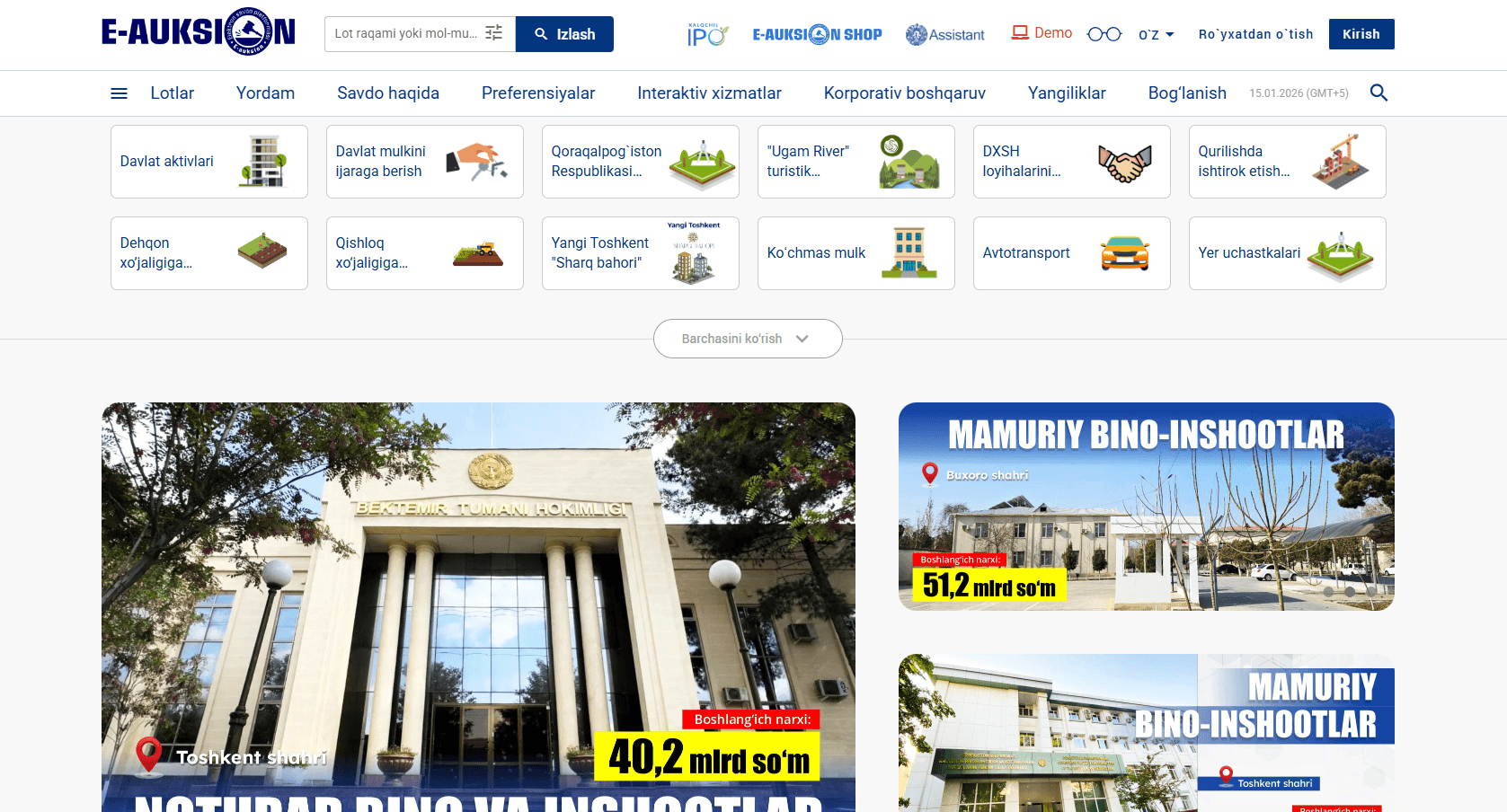 Tadbirkorlik uchun er uchastkalarini elektron onlayn-auksion orqali muddat to‘lov asosida sotib olish tartibi.