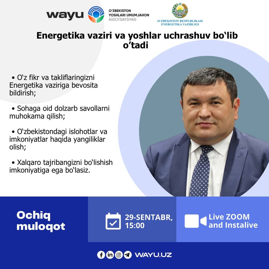 Today, September 29, the Minister of Energy will hold a meeting with young people
