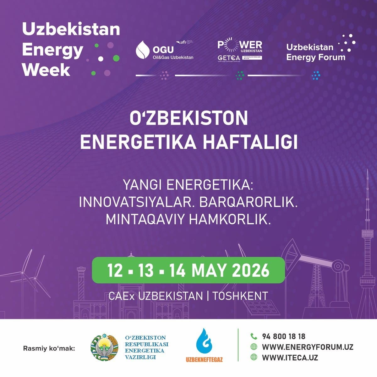 Uzbekistan Energy Week will be held in Tashkent from May 12 to 14, 2026