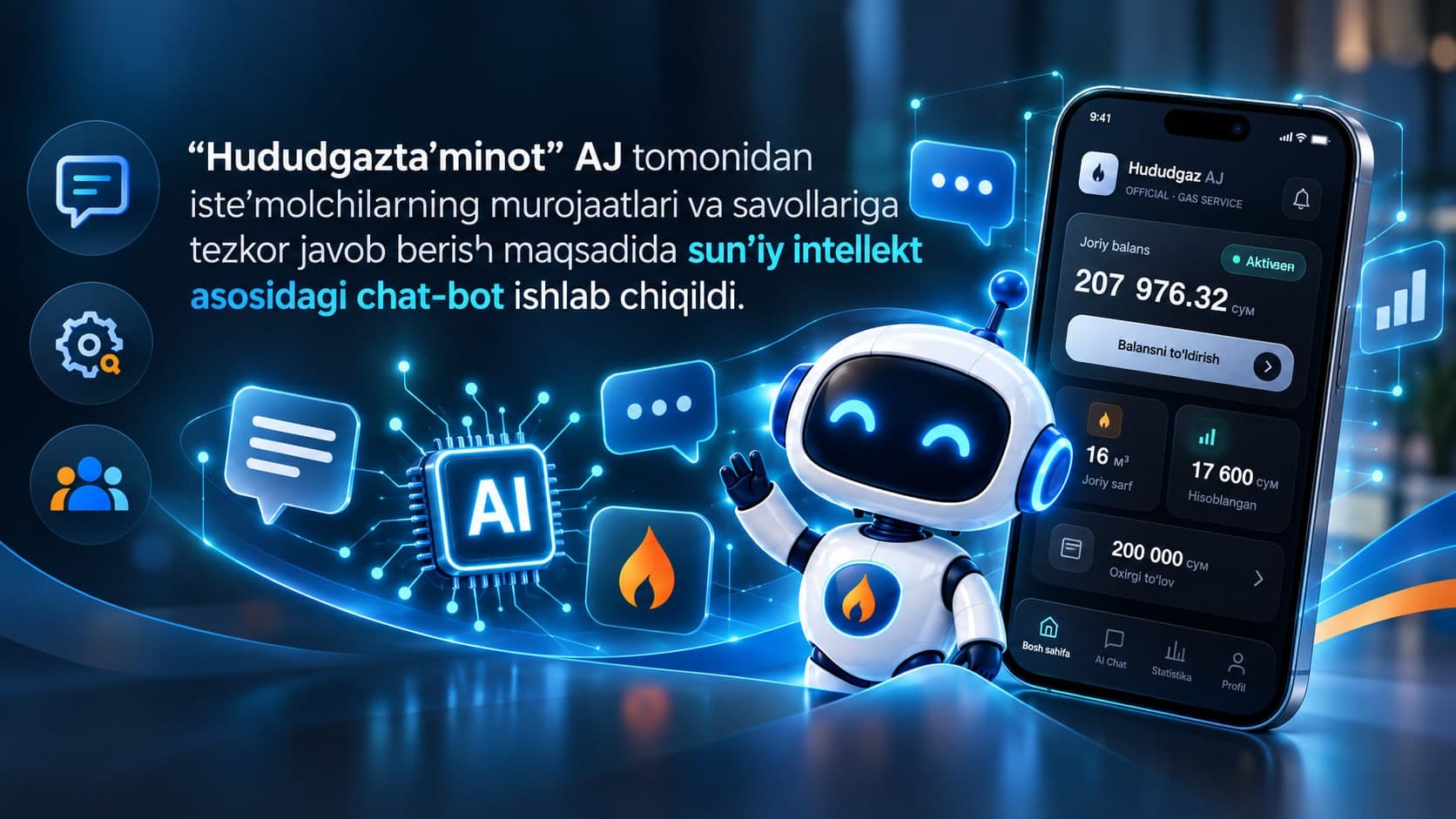 Iste’molchilarning murojaatlari va savollariga tezkor javob berish maqsadida sun’iy intellekt asosidagi chat-bot ishga tushirildi
