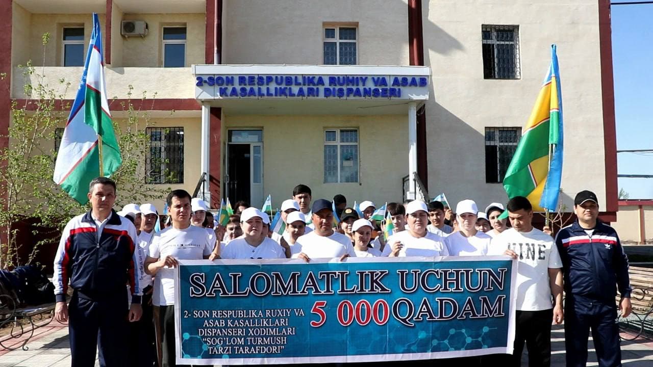 Bugun 2-son Respublikalik ruhiy va asab kasalliklari dispanserida “Sog‘ tanda — sog‘lom aql” shiori ostida 5000 qadam marafoni tashkil etildi.